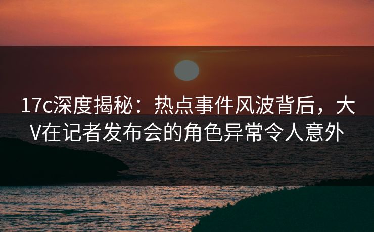 17c深度揭秘：热点事件风波背后，大V在记者发布会的角色异常令人意外