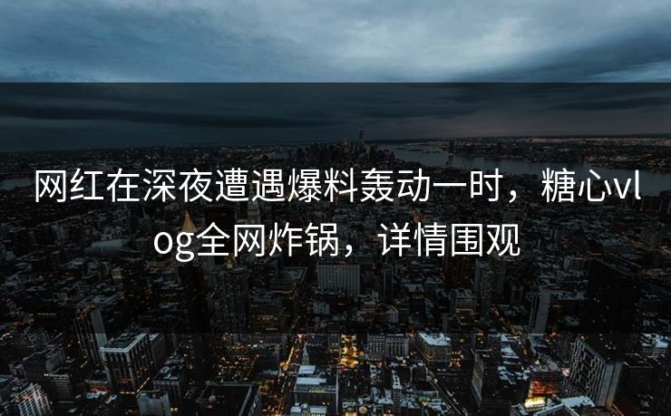 网红在深夜遭遇爆料轰动一时,糖心vlog全网炸锅,详情围观 网红在深夜遭遇爆料轰动一时,糖心vlog全网炸锅,详情围观