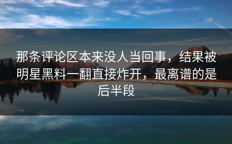 那条评论区本来没人当回事，结果被明星黑料一翻直接炸开，最离谱的是后半段