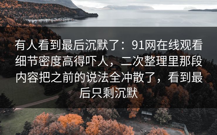 有人看到最后沉默了：91网在线观看细节密度高得吓人，二次整理里那段内容把之前的说法全冲散了，看到最后只剩沉默